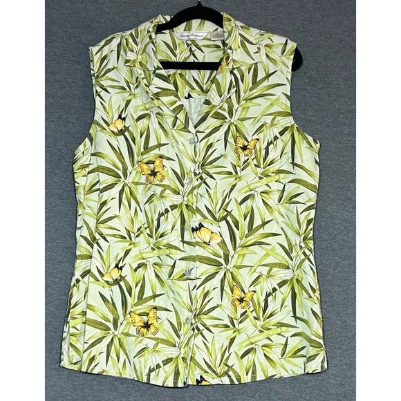 Tommy Bahama | Women's Silk Tropical Botanical Sleeveless Button Down | Small - Picture 1 of 3